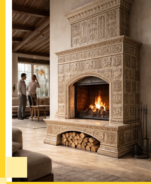 Купить изразцовый камин в Великом Новгороде от 255750 р. | ЭриданВлк