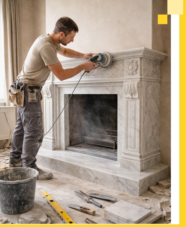 Изготовление и установка мраморных каминов в Великом Новгороде под ключ