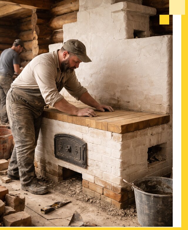 Проектирование и установка русской печи с лежанкой в Великом Новгороде