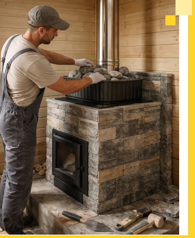 Печи для парной в Великом Новгороде, производство, монтаж и обслуживание