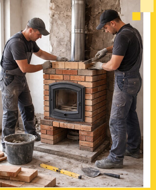 Монтаж печи камина под ключ в Великом Новгороде с гарантией и пусконаладкой