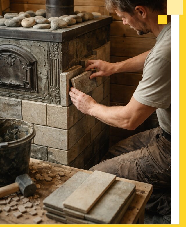 Облицовка банных печей в Великом Новгороде профессиональная отделка