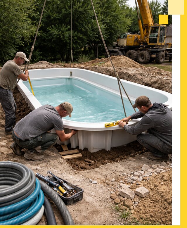 Установка и монтаж композитных бассейнов под ключ в Великом Новгороде