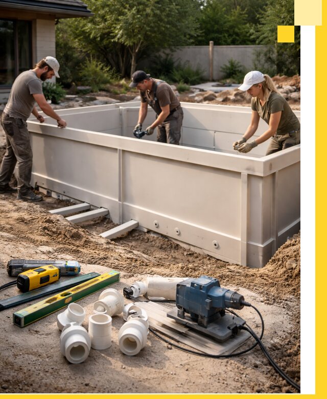 Установка полипропиленовых бассейнов под ключ в Великом Новгороде