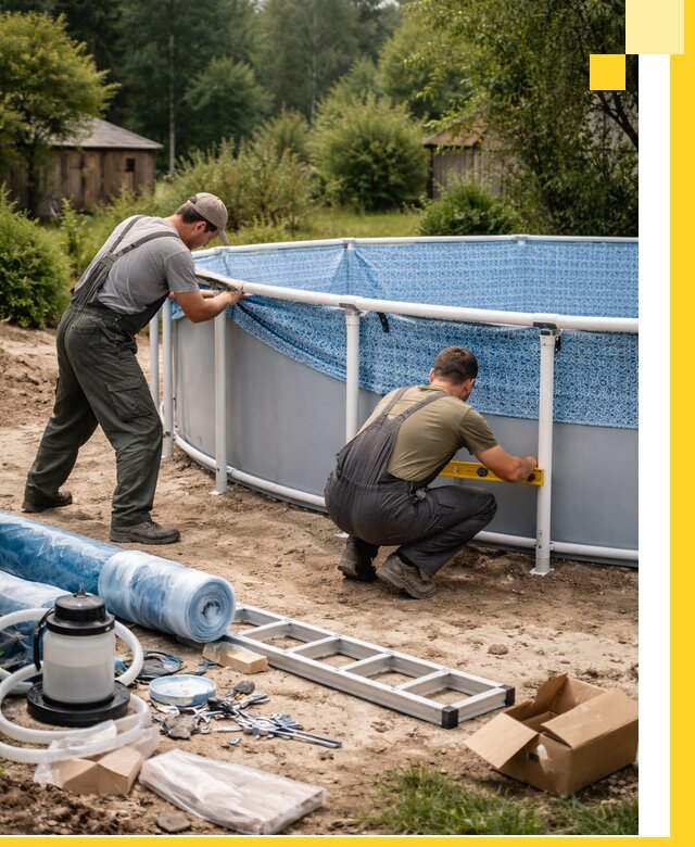 Установка и монтаж каркасных бассейнов в Великом Новгороде под ключ