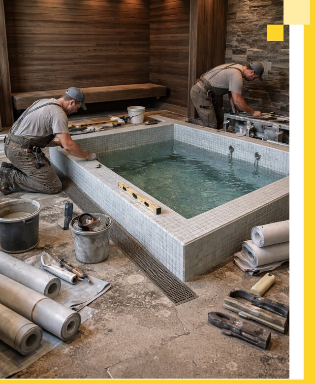 Установка и строительство бассейнов для сауны в Великом Новгороде