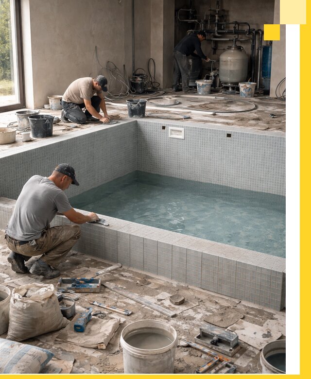 Строительство и монтаж бассейнов в помещении в Великом Новгороде