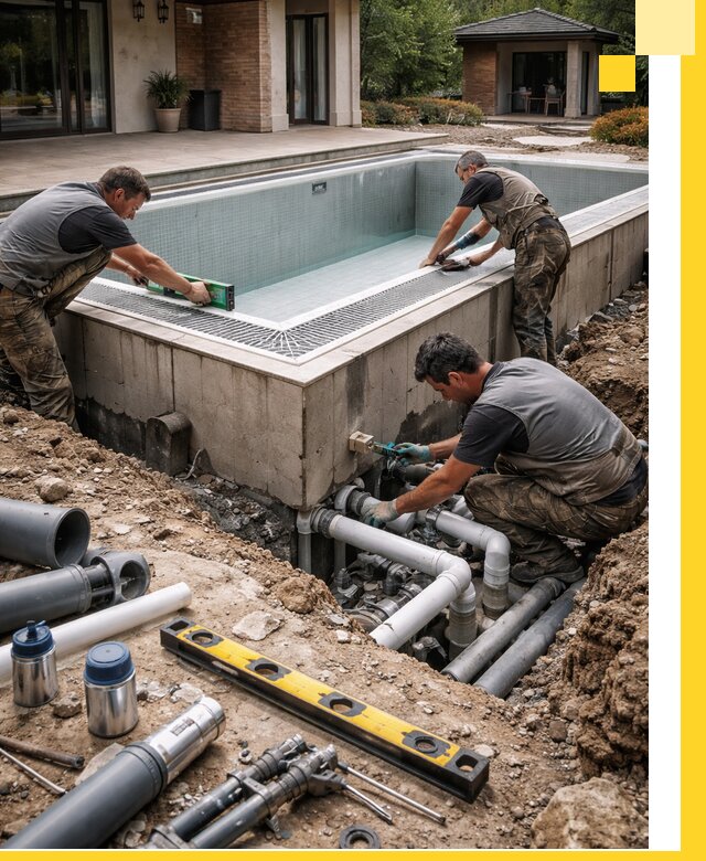 Строительство переливных бассейнов в Великом Новгороде под ключ