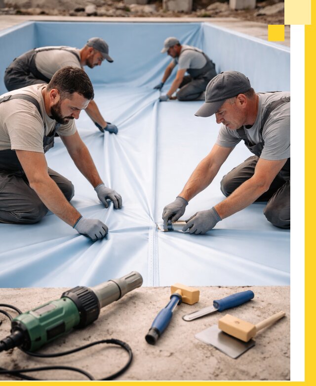 ПВХ пленка для бассейнов с монтажом и гарантией в Великом Новгороде