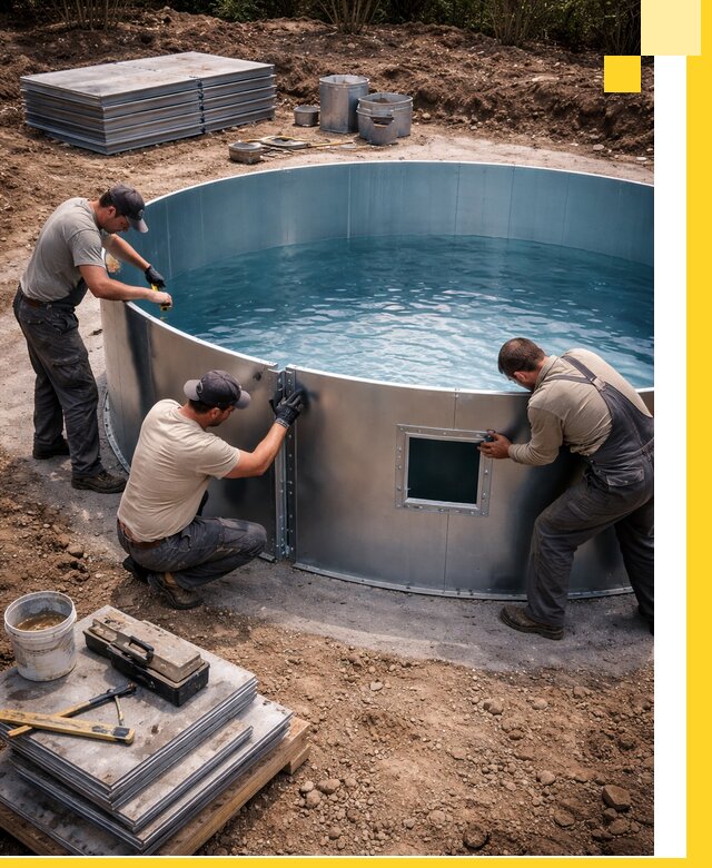 Круглые бассейны под ключ в Великом Новгороде проектирование и монтаж