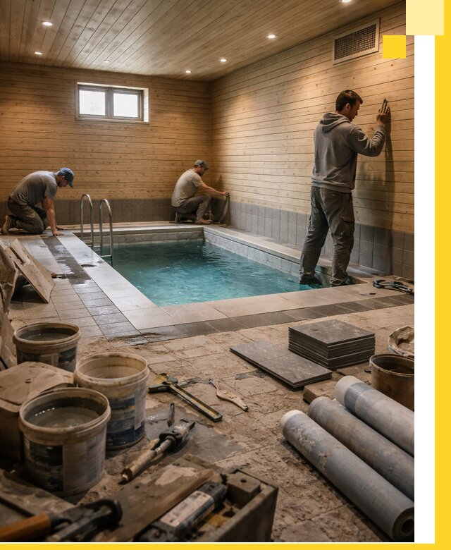 Строительство бани с бассейном и сауной под ключ в Великом Новгороде