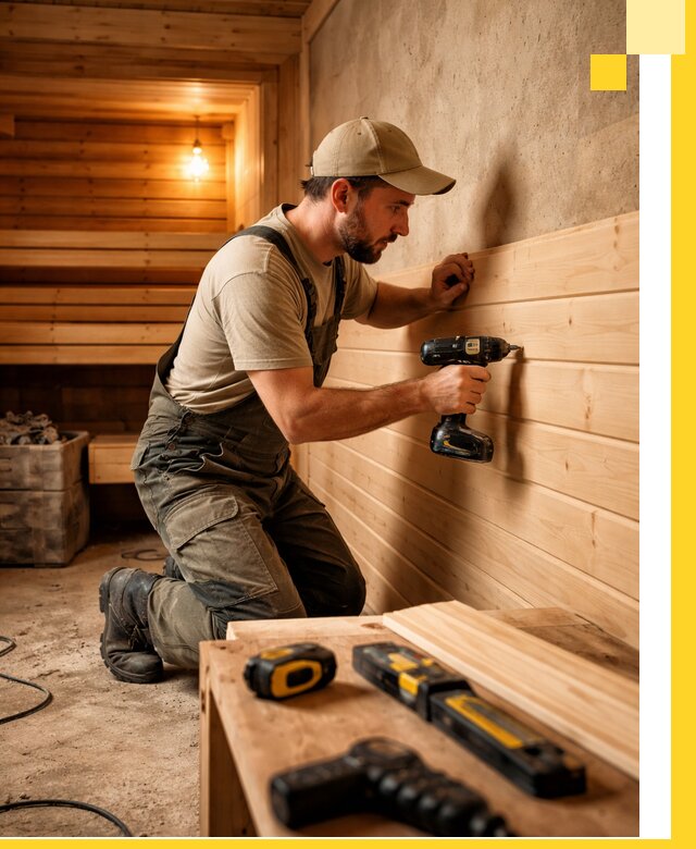 Профессиональная внутренняя отделка бани в Великом Новгороде под ключ