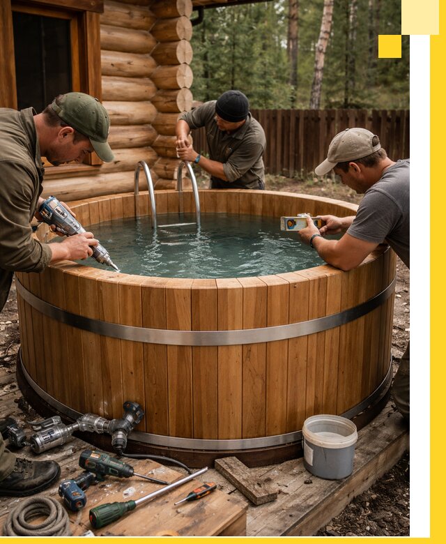 Строительство бань с купелью под ключ и отделкой в Великом Новгороде