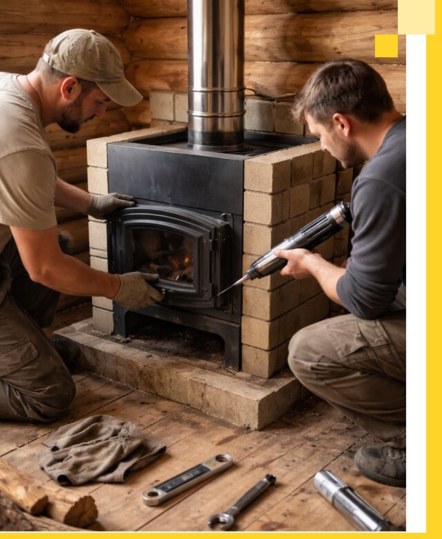 Монтаж и установка печи в бане под ключ с гарантией в Великом Новгороде