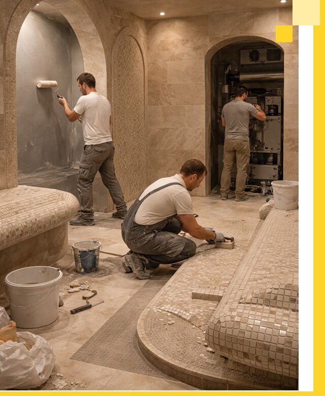 Строительство бани с хамамом и бассейном под ключ в Великом Новгороде