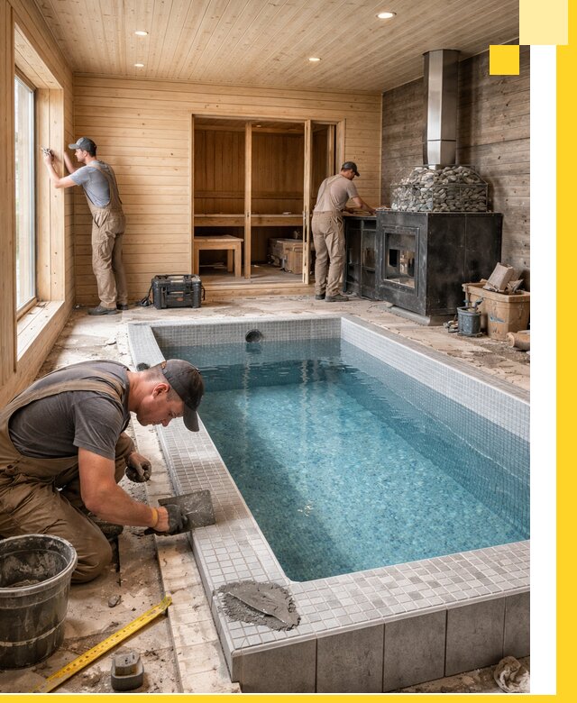 Проект бани с бассейном и сауной в Великом Новгороде под ключ