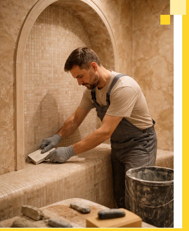 Профессиональная отделка хамамов с мозаикой под ключ в Великом Новгороде