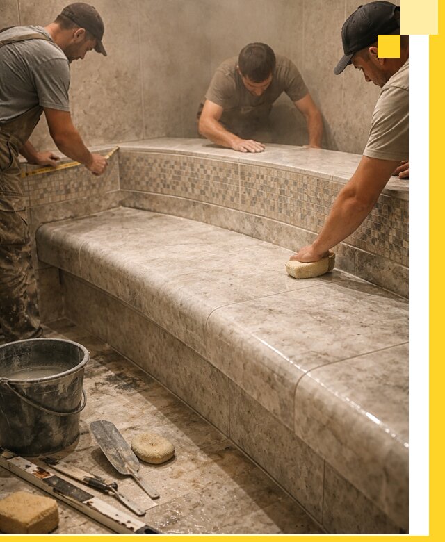 Изготовление и установка сидений для хамама в Великом Новгороде