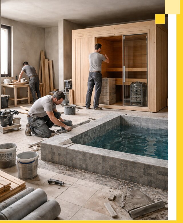 SPA зоны под ключ с бассейном сауной и печью в Великом Новгороде